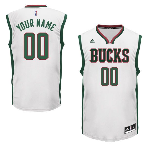 Men Adidas Milwaukee Bucks Custom Replica Home White NBA Jersey